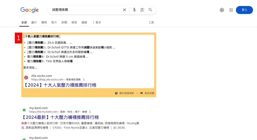 示意圖／SEO文章操作中的競品排行文章範例。